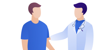 Illustration d'un médecin qui touche le bras d'un homme