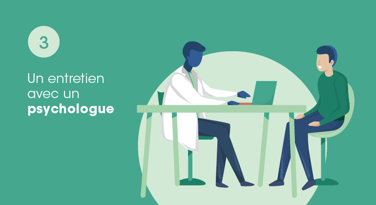 Illustration d'un homme lors d'une consultation avec un psychologue