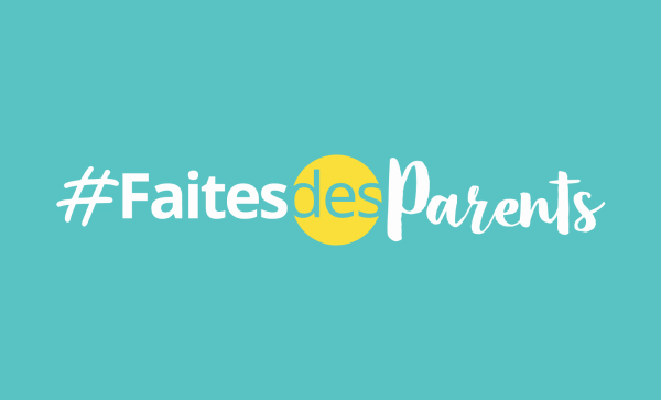 logo bleu et jaune #FaitesdesParents